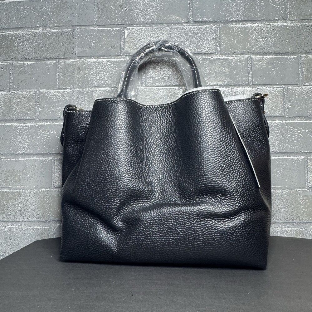 Dooney & Bourke Lucca Leather Barlow Black Pebble Satchel NWT Strap Bag - Picture 7 of 10